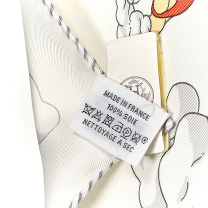 Hermes Silk Sur Mon Nuage Scarf 90 White Gris Perle Multicolore 4 of 5