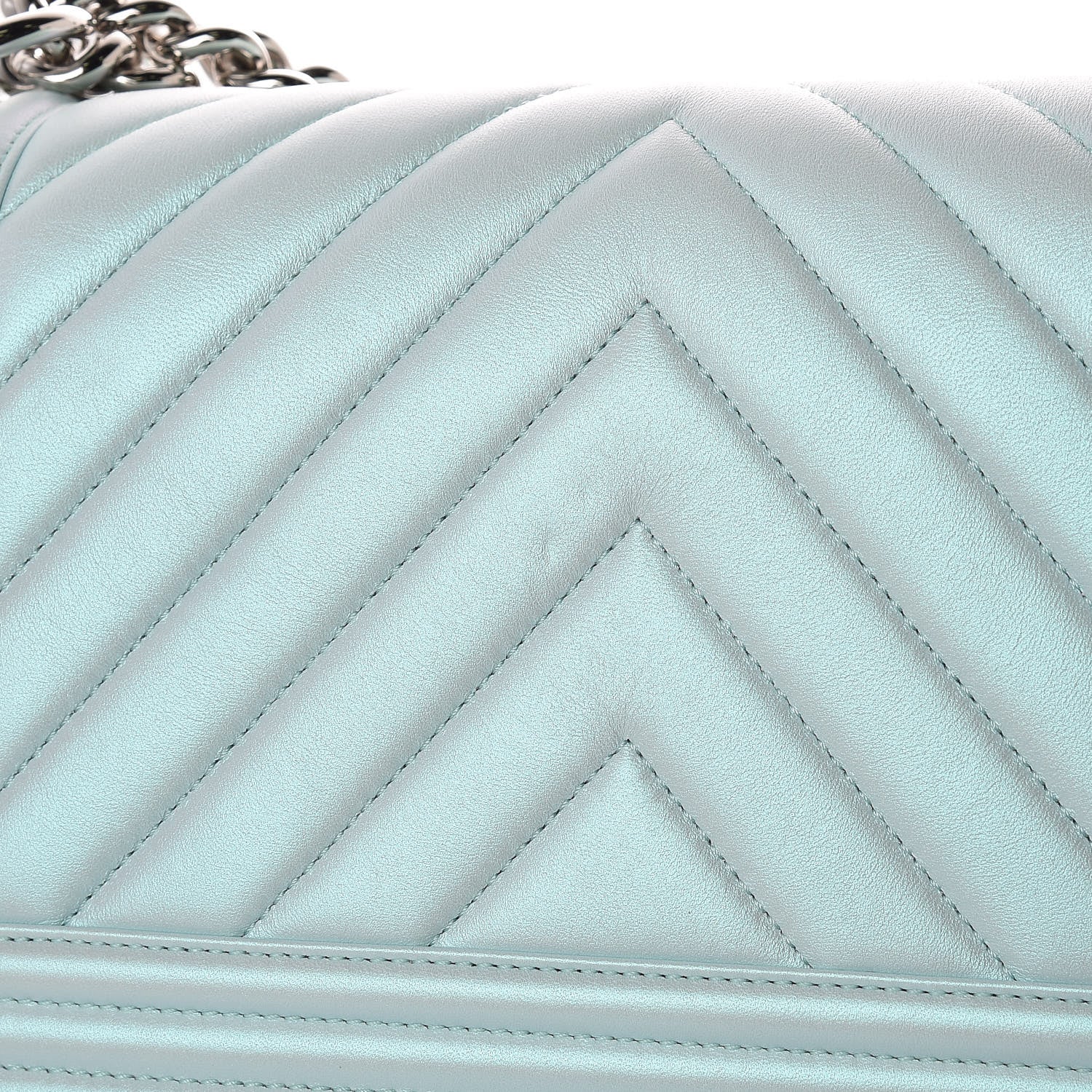 Chanel Iridescent Lambskin Chevron Quilted Medium Boy Flap Blue 11 of 13