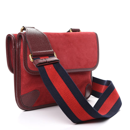 Gucci Suede Web Small Neo Vintage Double Flap Messenger Bag Romantic Cherry Chardonnay 2 of 12