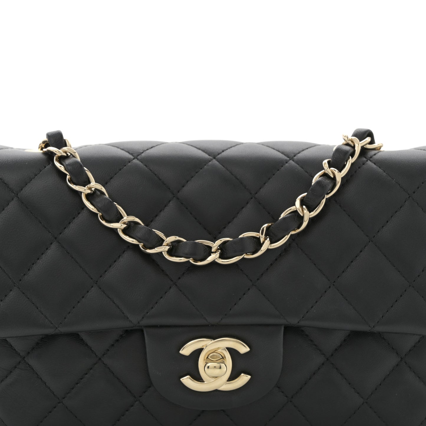 Lambskin Quilted Mini Rectangular Flap Black