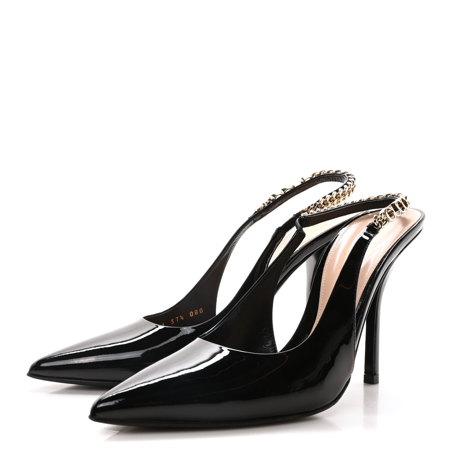 Vernice Crystal Nappa Charlotte Signoria Slingback Pumps 37.5 Black