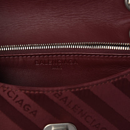 Balenciaga Nylon Jacquard Diagonal Logo Small Scarf Lock Chain Shoulder Bag Rouge Bordeaux Black Beige 5 of 10