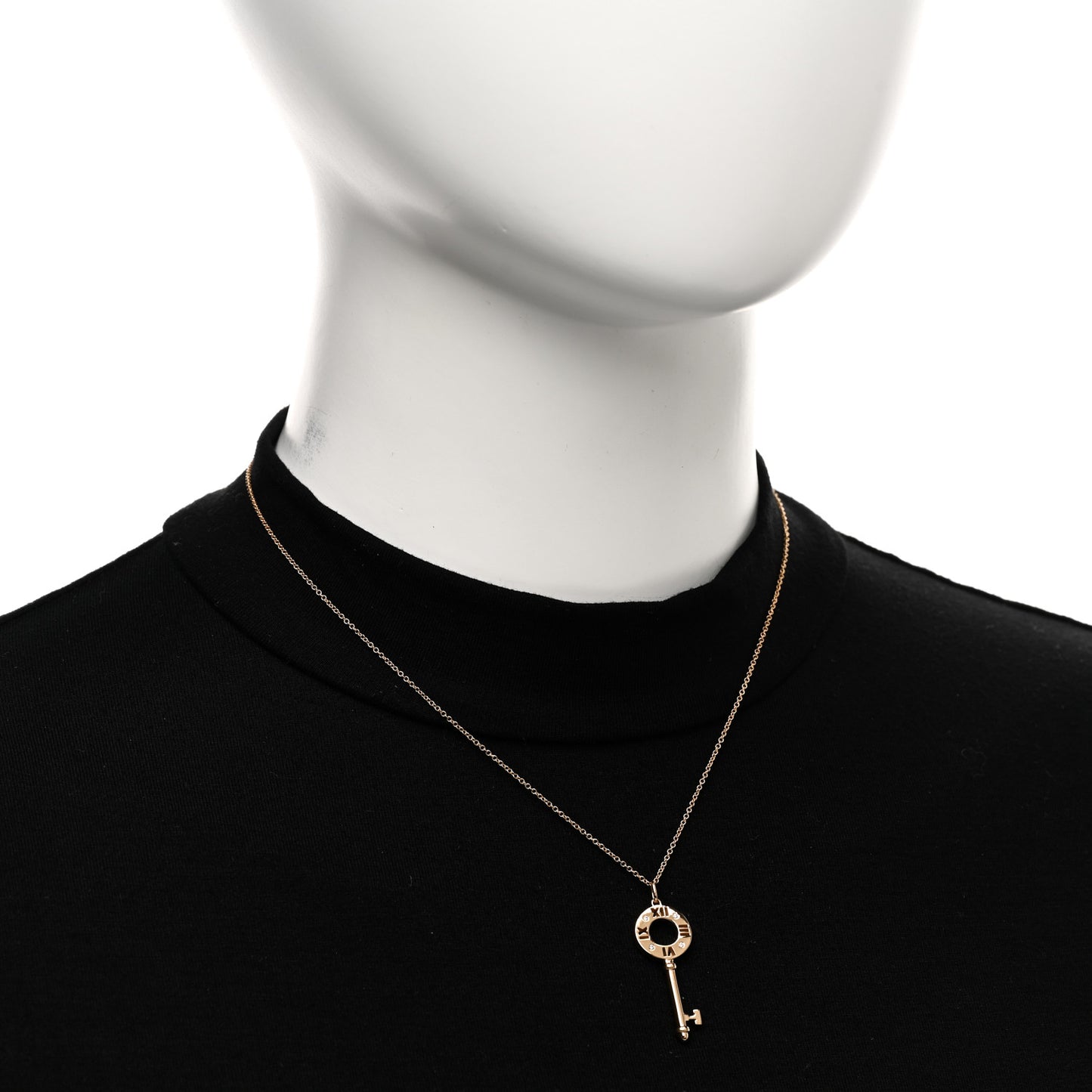 18K Rose Gold Diamond Atlas Pierced Key Pendant Necklace