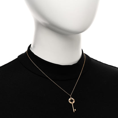 Tiffany 18K Rose Gold Diamond Atlas Pierced Key Pendant Necklace 2 of 5
