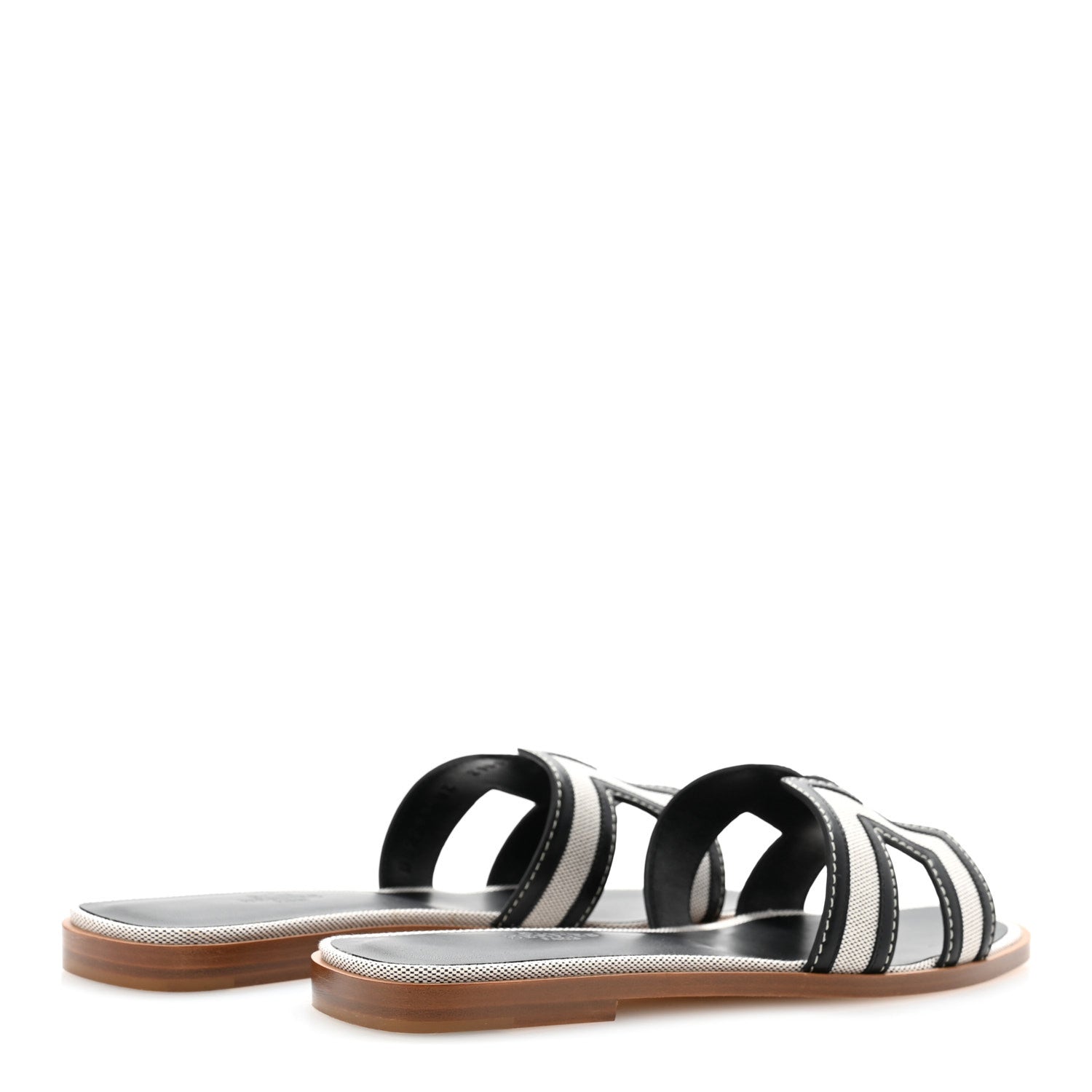 Hermes Canvas Calfskin Oran Sandals 38 Prunoir Black 5 of 10