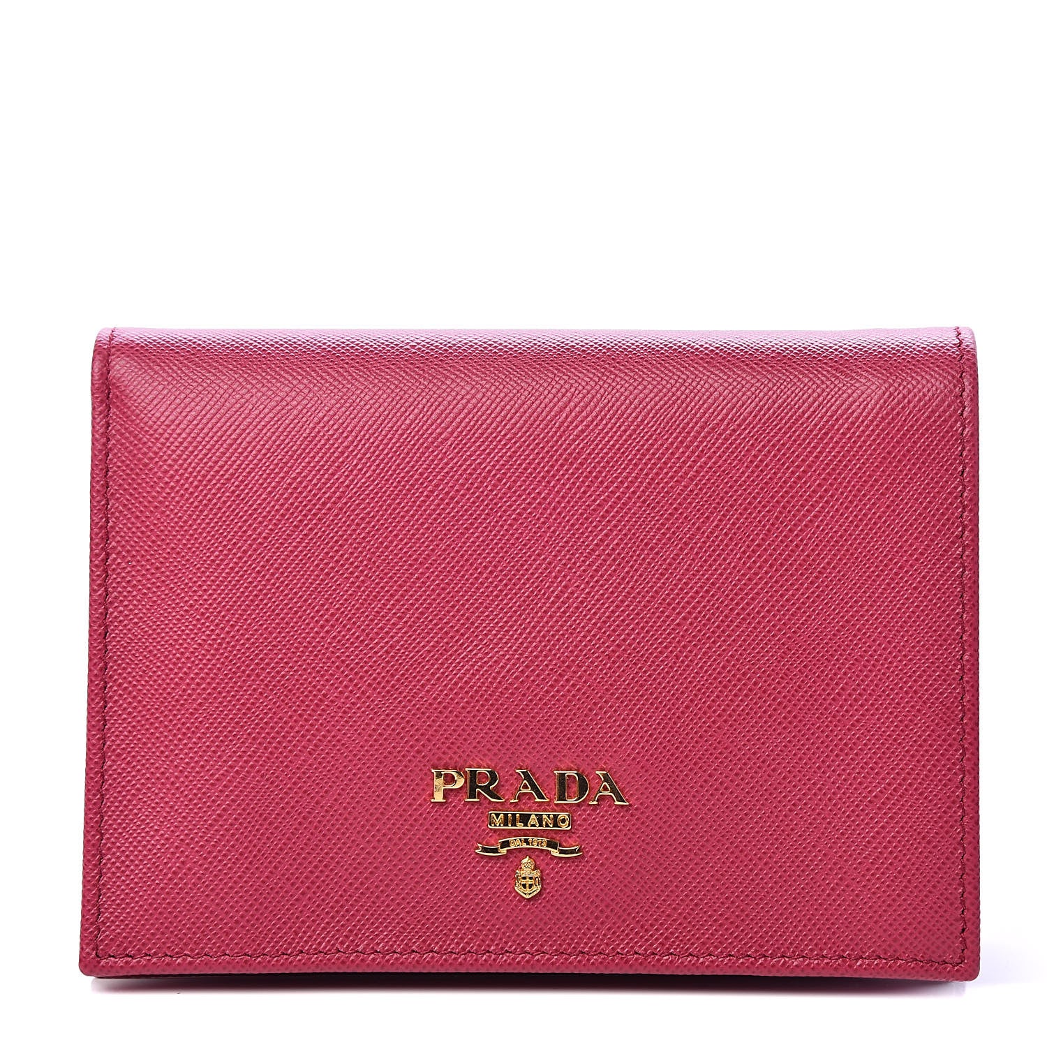 Prada Saffiano Metal Bi-Fold Wallet Ibisco 1 of 9