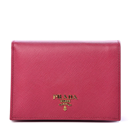 Prada Saffiano Metal Bi-Fold Wallet Ibisco 1 of 9