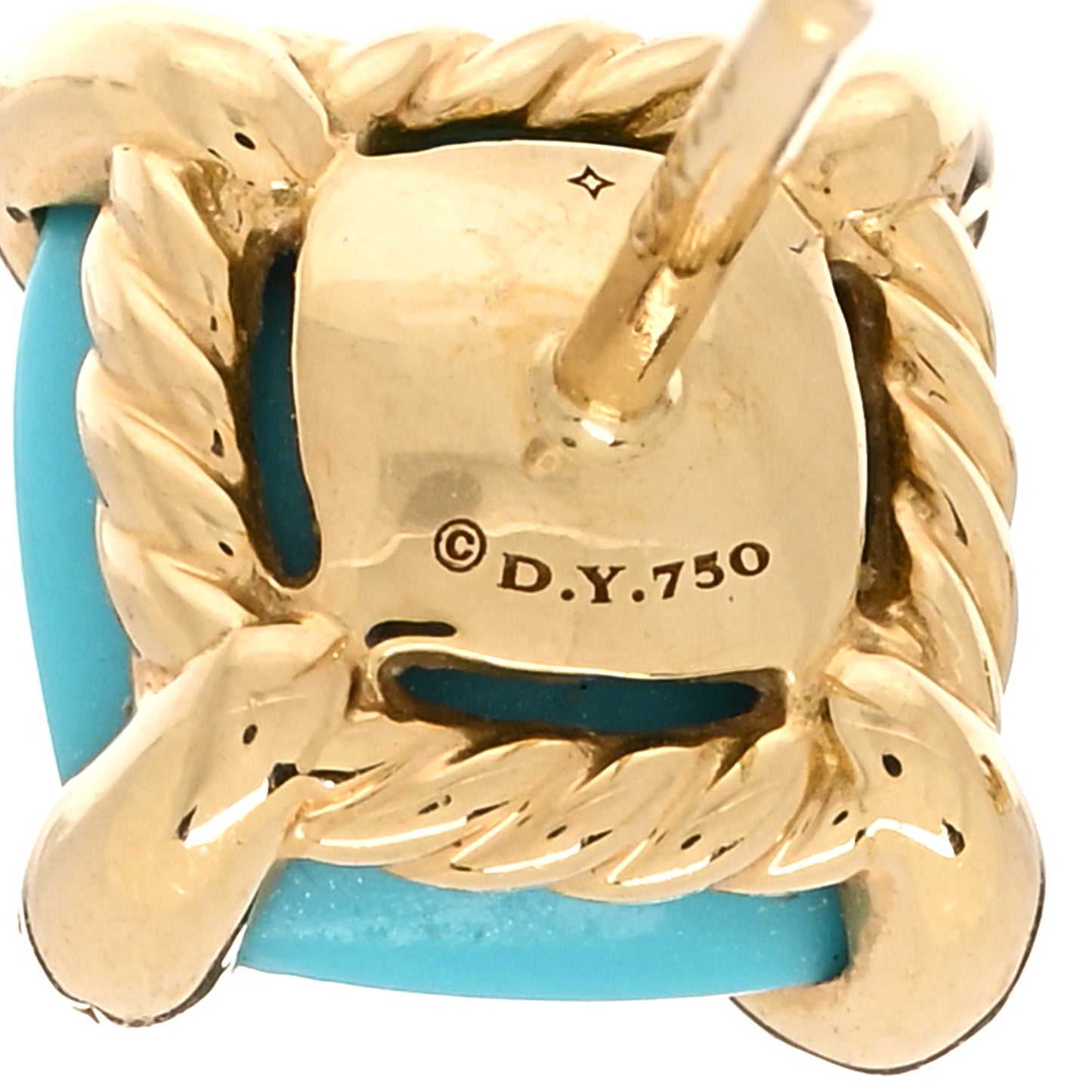 18K Yellow Gold Diamond Turquoise 8mm Chatelaine Earrings