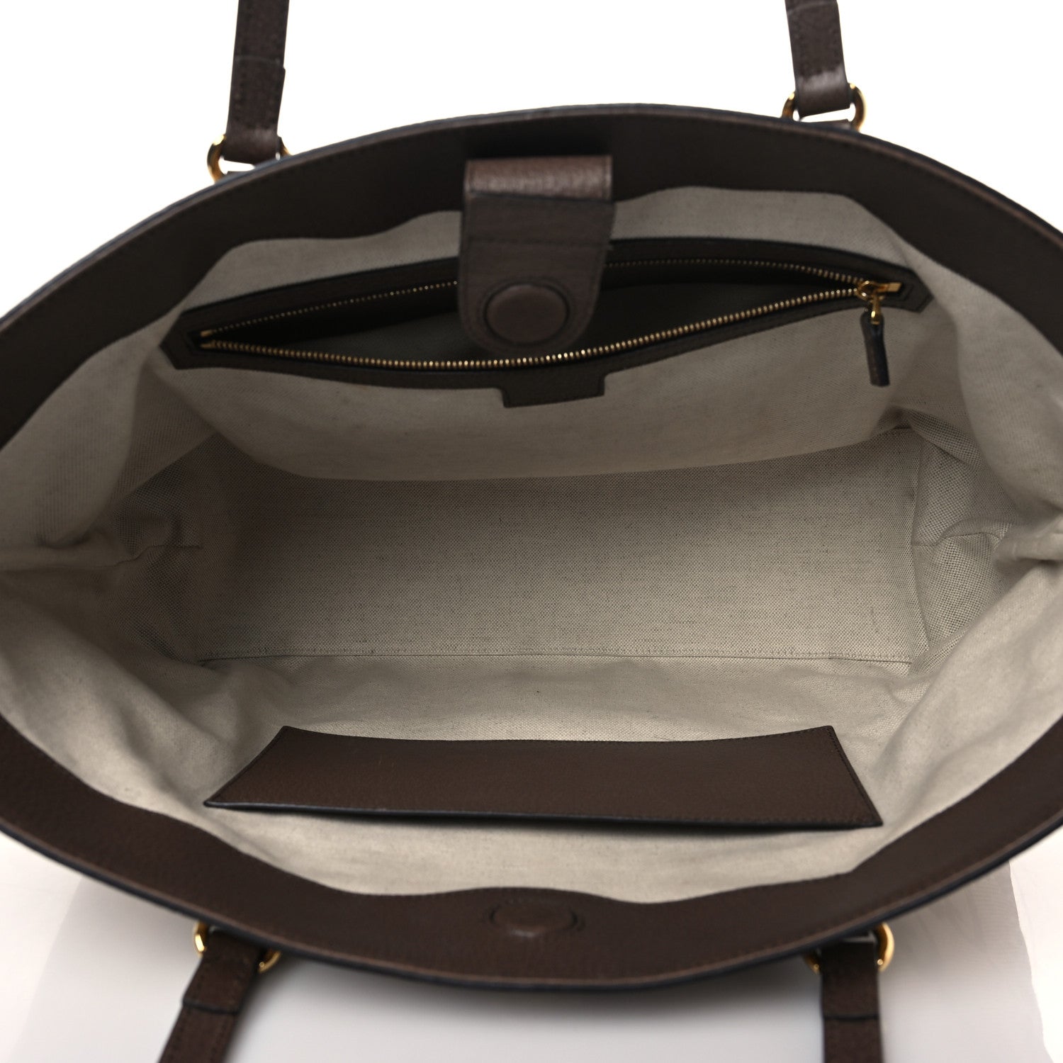 Gucci Monogram Jumbo GG Textured Dollar Calfskin Web Medium Ophidia Shopping Tote Camel Ebony 5 of 9