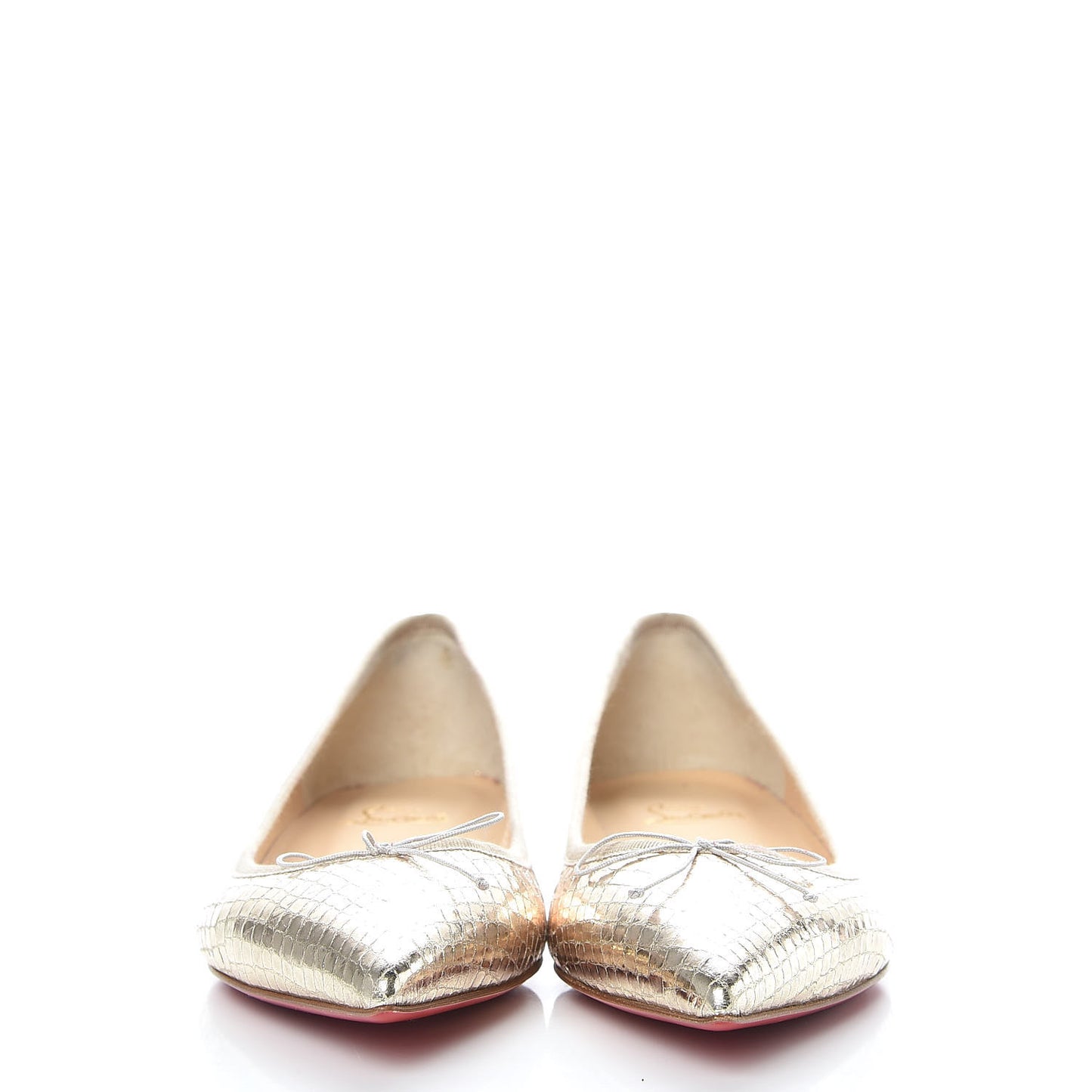 Metallic Snakeskin Embossed Solasofia Flats 40 Gold