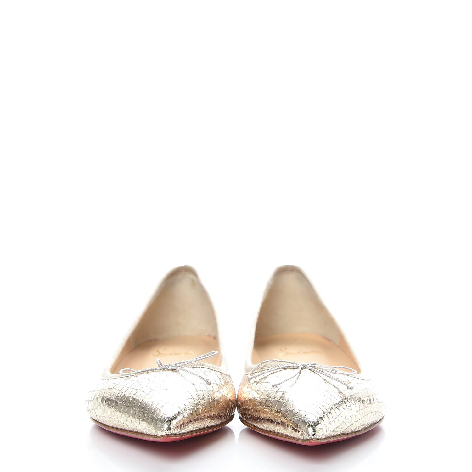 Christian Louboutin Metallic Snakeskin Embossed Solasofia Flats 40 Gold 2 of 7