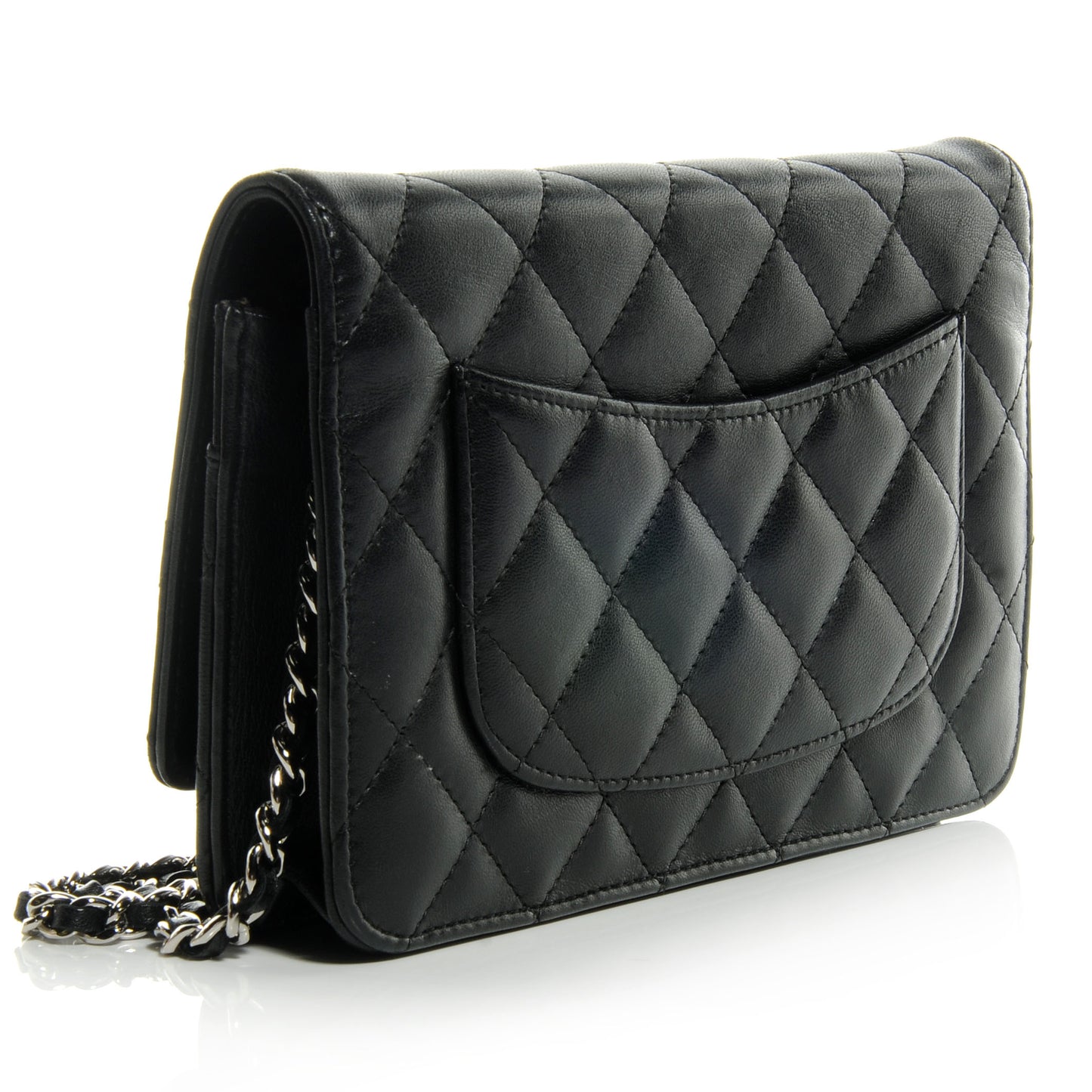 Lambskin Quilted Wallet On Chain WOC Black