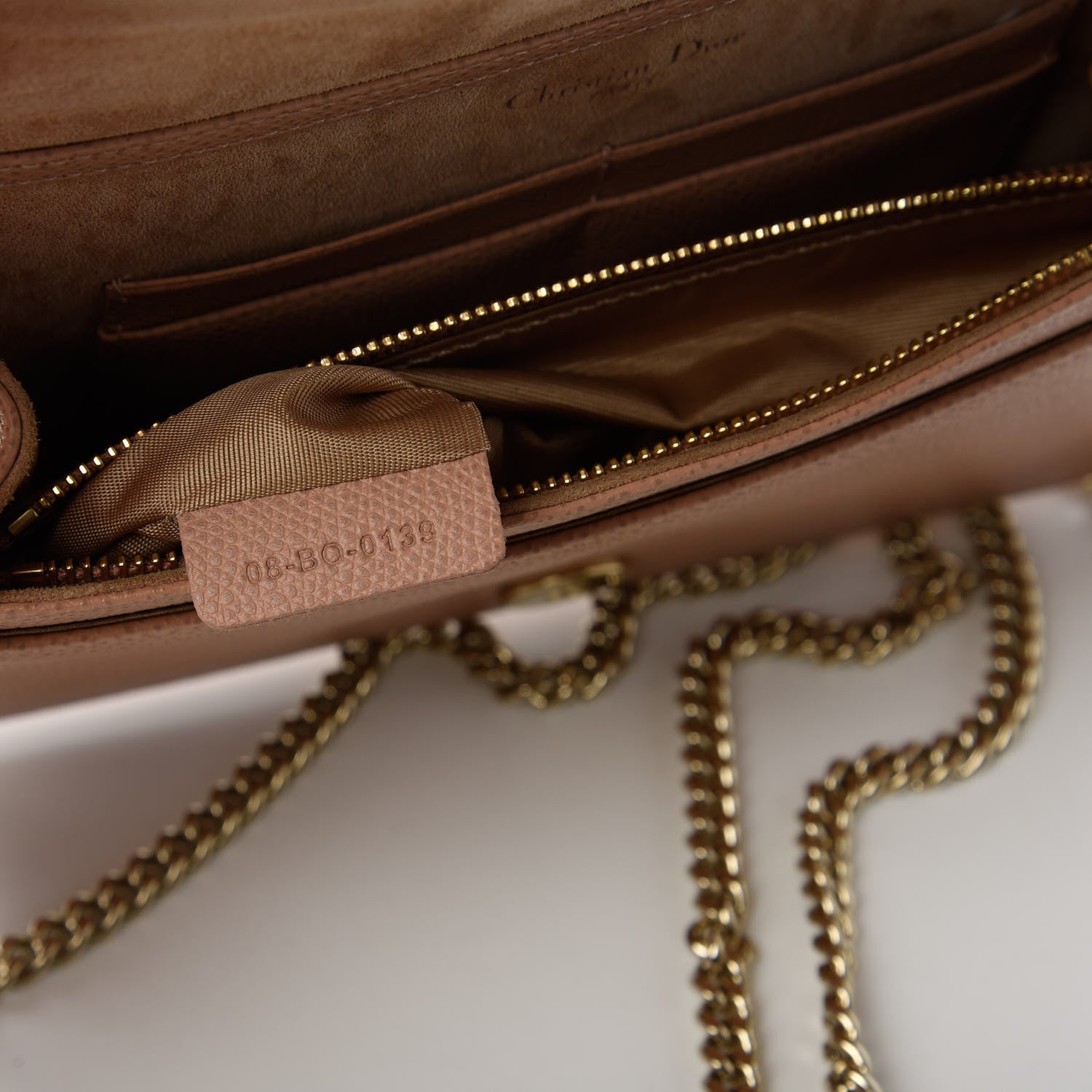 Christian Dior Grained Calfskin Diorama Wallet on Chain Pouch Nude 9 of 10