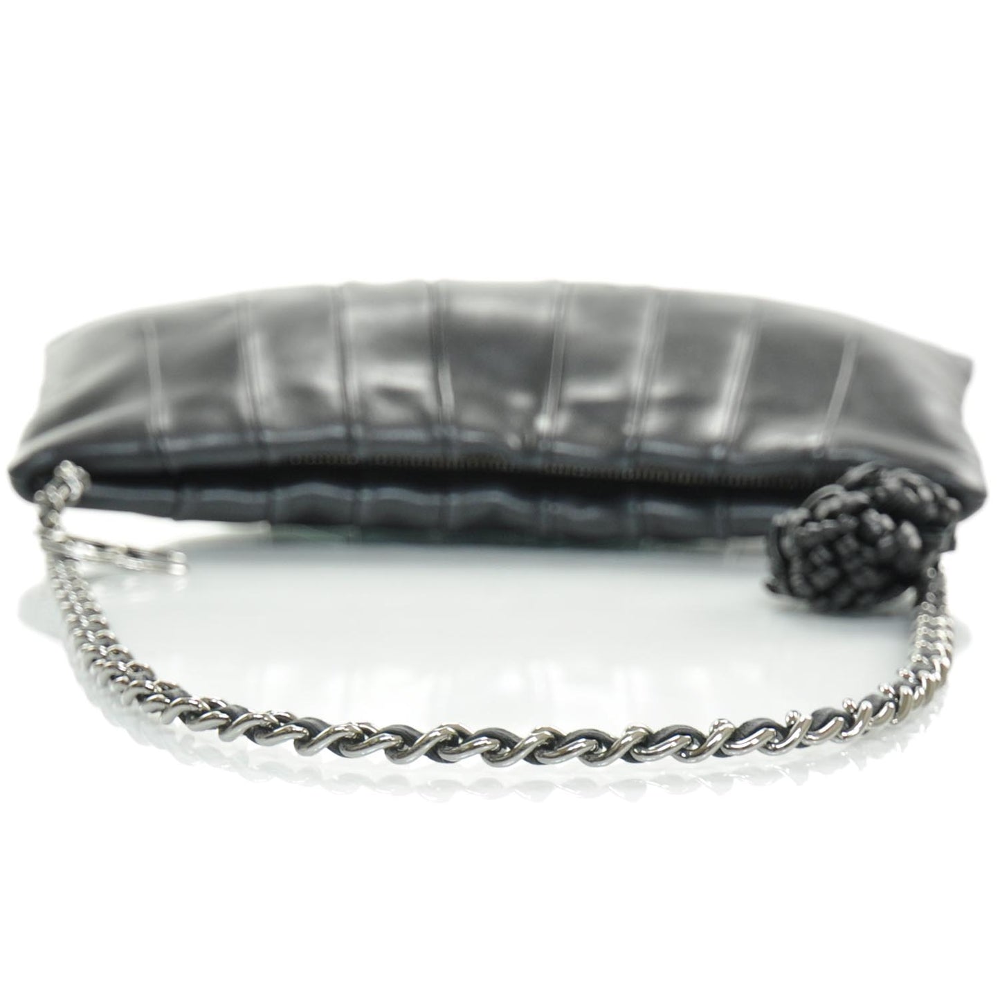 Lambskin Pleated Tassel Shoulder Bag Blak