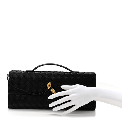 Bottega Veneta Nappa Intrecciato Long Andiamo Top Handle Clutch Black 2 of 6