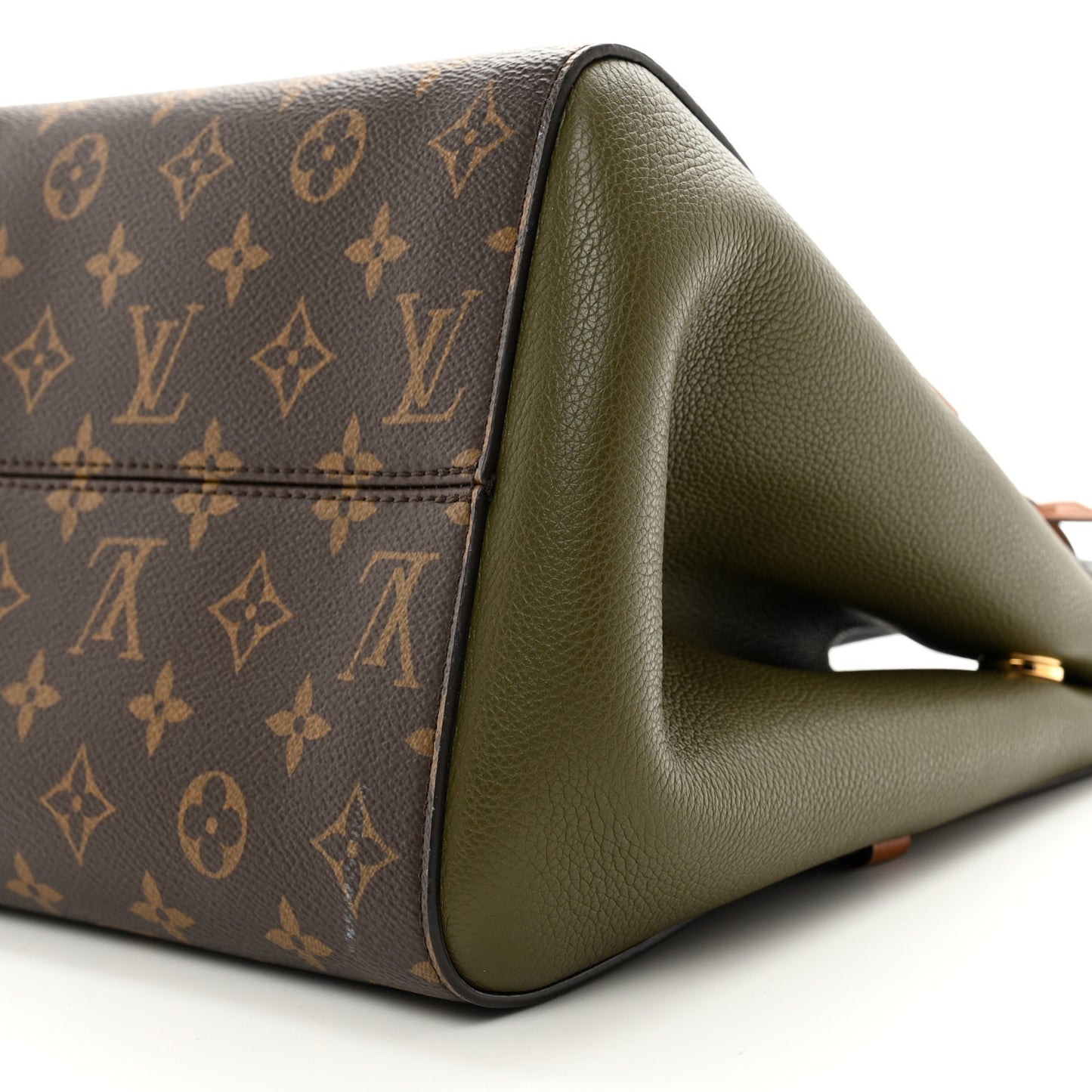 Calfskin Monogram Fold Tote PM Cream Khaki Black