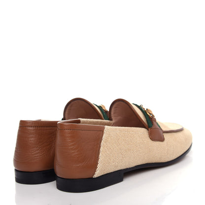 Gucci Canvas Malaga Kid Web Womens Horsebit Brixton Loafers 37.5 Sand Light Cuir 4 of 11
