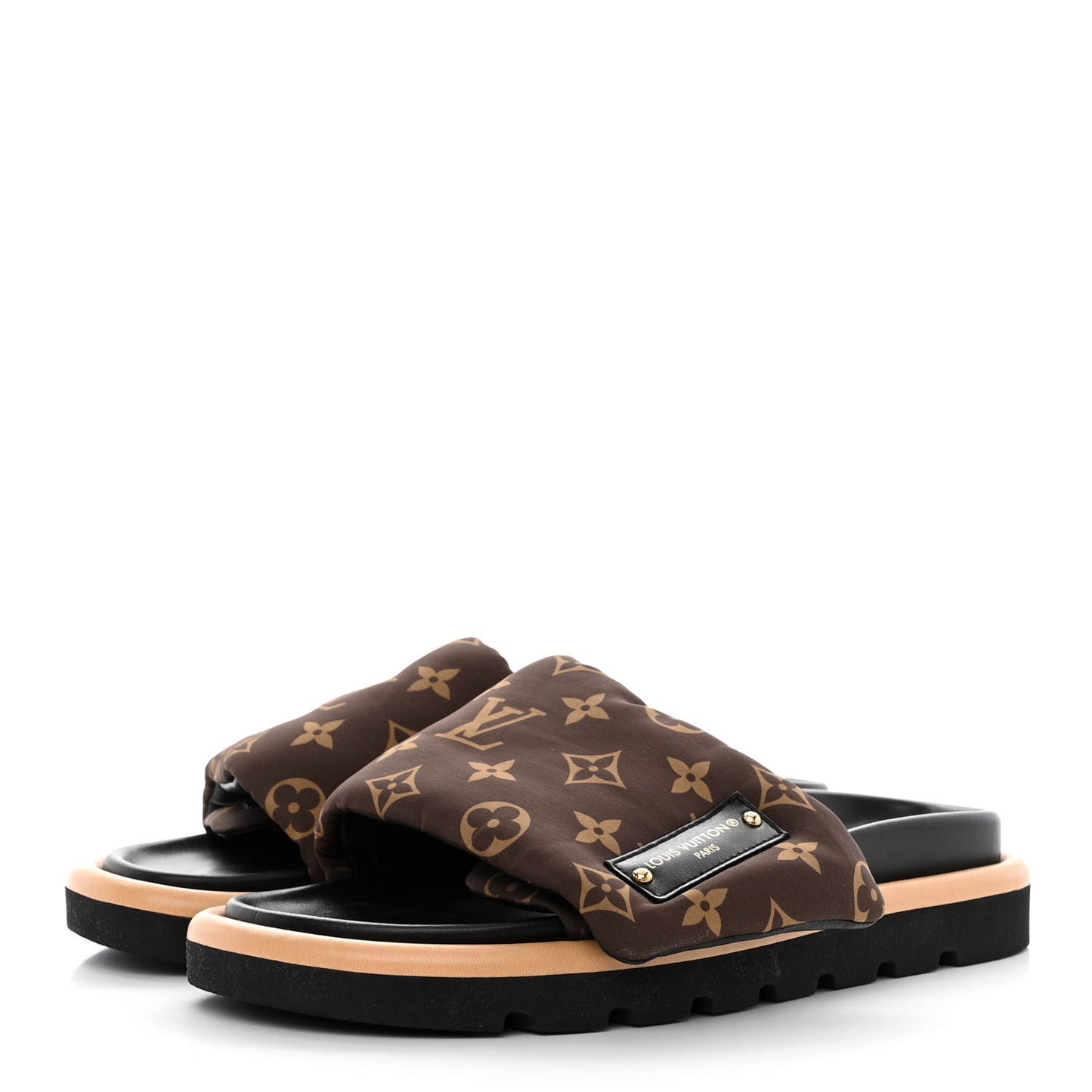 Nylon Monogram Pool Pillow Comfort Mule 38 Cacao Brown