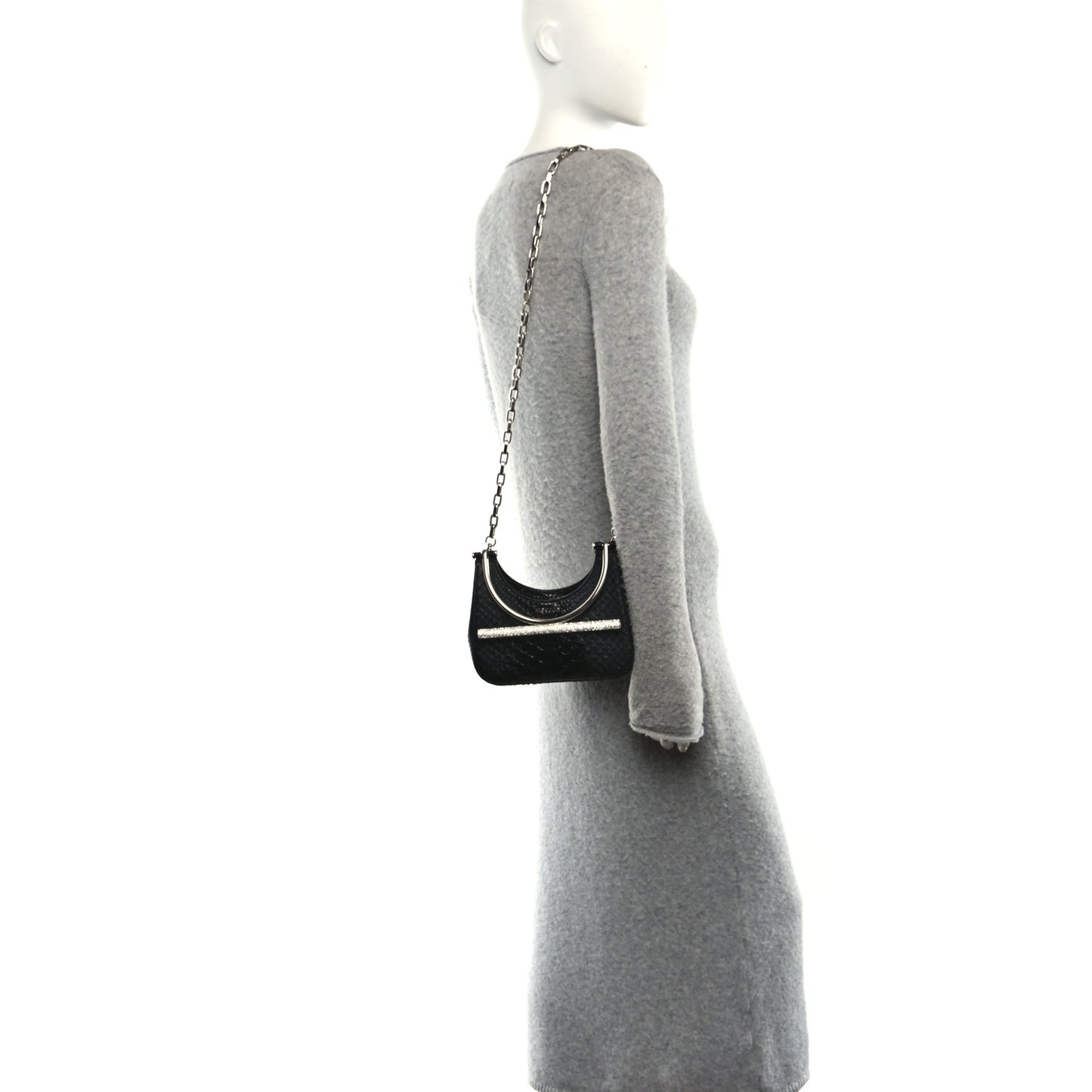 Snakeskin Crystal Mini T Bar Top Handle Black