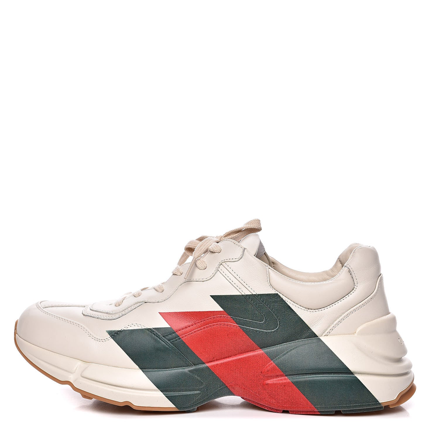 Gucci Calfskin Web Printed Mens Rhyton Sneakers 12.5 Mystic White 1 of 12