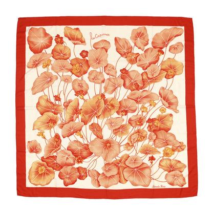 Hermes Cashmere Silk Les Capucines Shawl 140 Capucine Orange 1 of 6