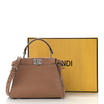 Fendi Cuoio Romano Selleria Bi-Color Mini Peekaboo Iconic Satchel Mou Milk 14 of 14