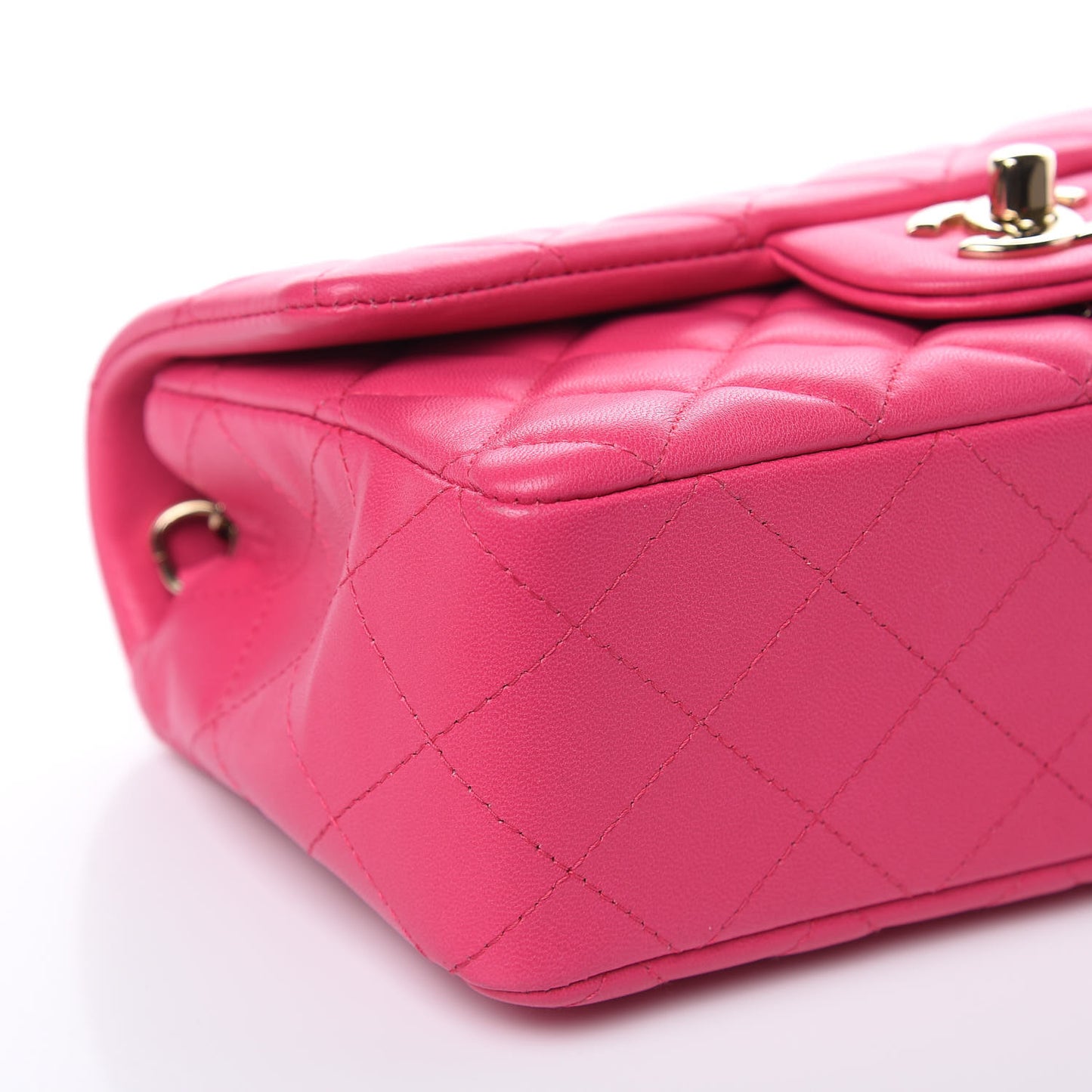 Lambskin Quilted Mini Rectangular Flap Fuchsia