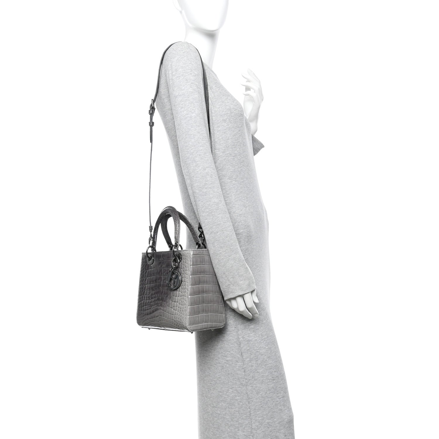 Christian Dior Alligator Medium Lady Dior Grey 2 of 9
