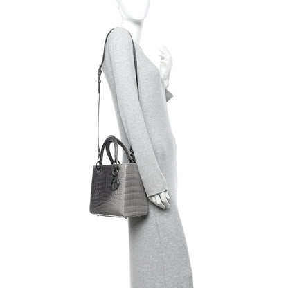 Christian Dior Alligator Medium Lady Dior Grey 2 of 9