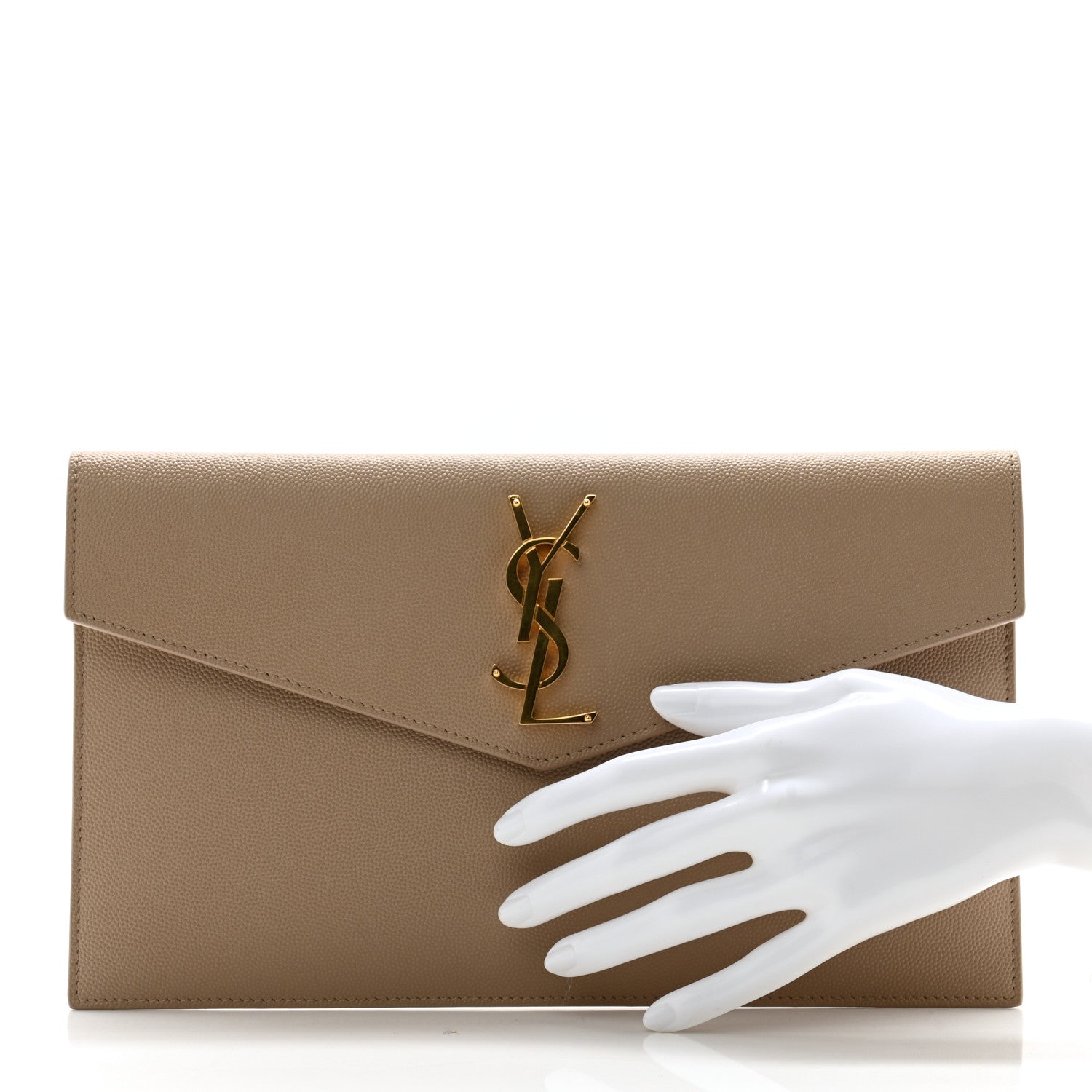 Saint Laurent Grain De Poudre Uptown Pouch Dark Beige 2 of 7