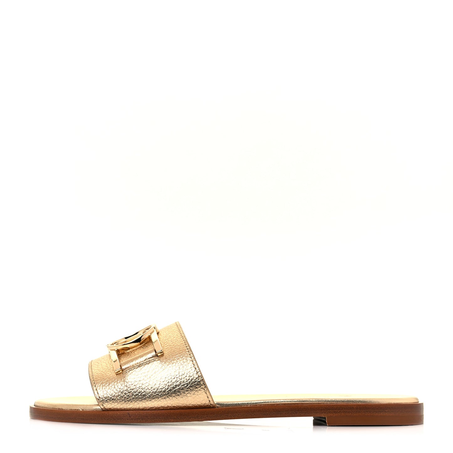 Metallic Calfskin Lock It Flat Mule 36 Gold