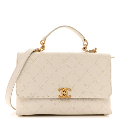 Chanel Grained Calfskin Small Stitched Flap White 1 of 16