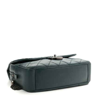 Chanel Calfskin Quilted Jumbo Coco Sporran Flap Dark Green 4 of 11