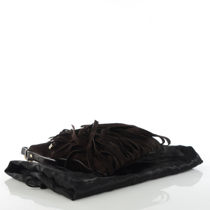 Saint Laurent Suede Fringe Messenger Bag Chocolate 4 of 7