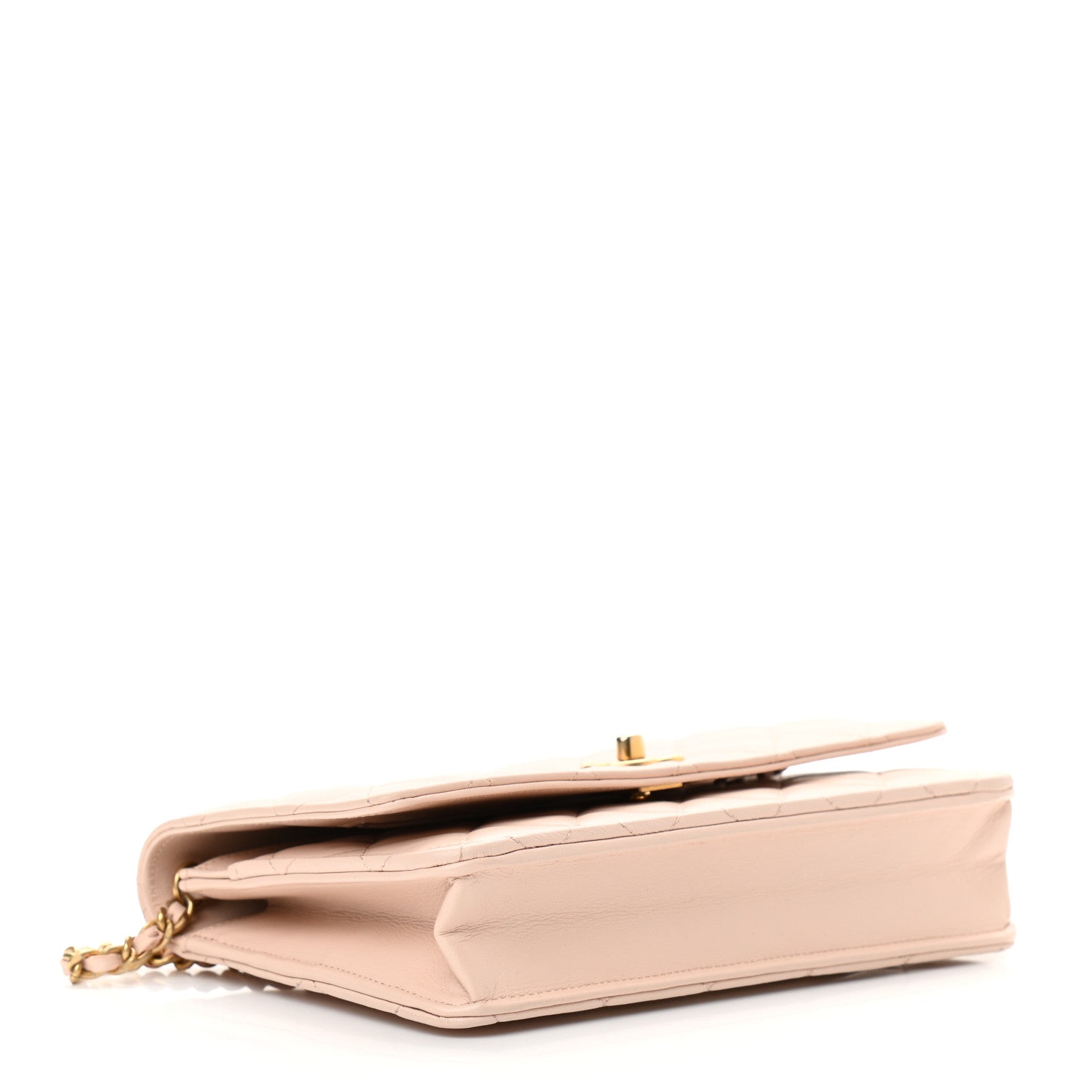 Chanel Lambskin Quilted CC Pearl Crush Wallet on Chain WOC Light Beige 4 of 13