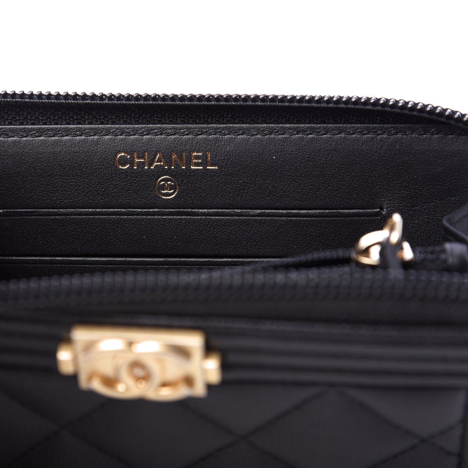 Chanel Caviar Quilted Small Boy Zip Around Wallet Black 6 of 9