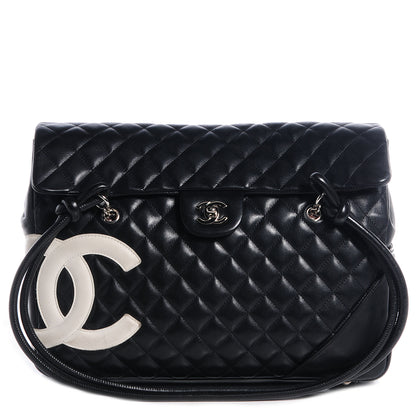 Chanel Calfskin Quilted Large Cambon Flap Black White 1 of 8