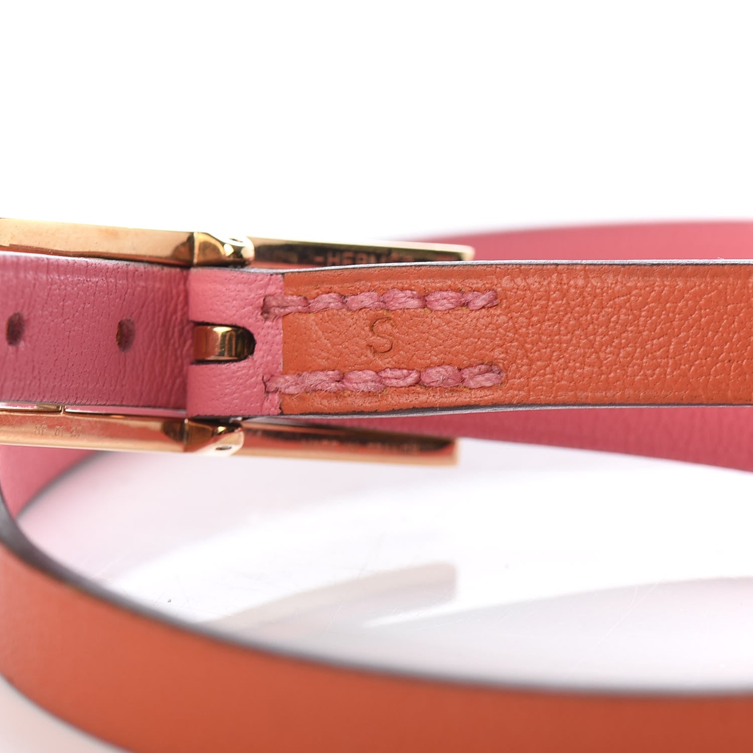 Hermes Swift Behapi Double Tour Reversible Bracelet Rose Azalee Orange Poppy 3 of 4