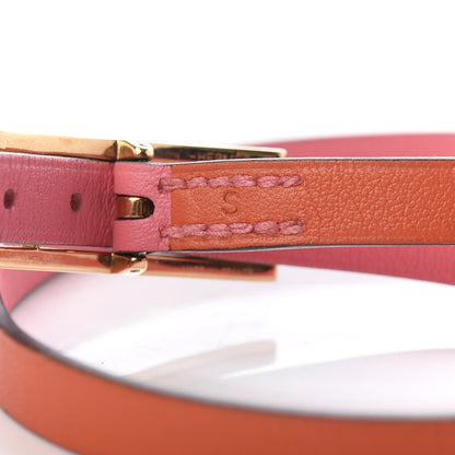 Hermes Swift Behapi Double Tour Reversible Bracelet Rose Azalee Orange Poppy 3 of 4