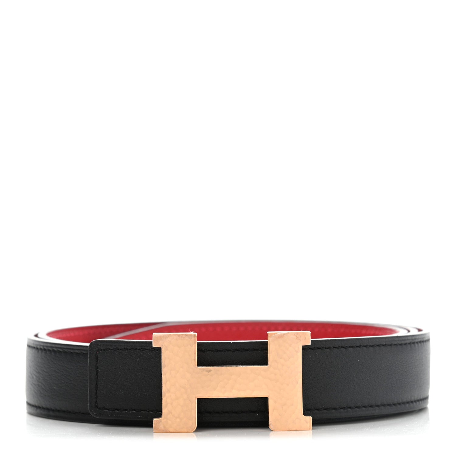 Hermes Swift Epsom 24mm Martelee H Belt 90 Black Rouge Casaque 1 of 5