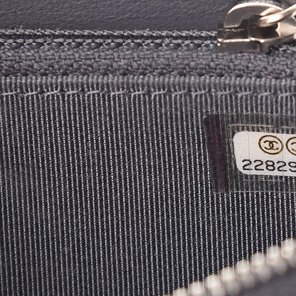 Chanel Patent Quilted Small Zip Around Wallet Grey 8 of 12