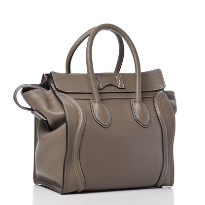Celine Drummed Calfskin Mini Luggage Souris 3 of 9
