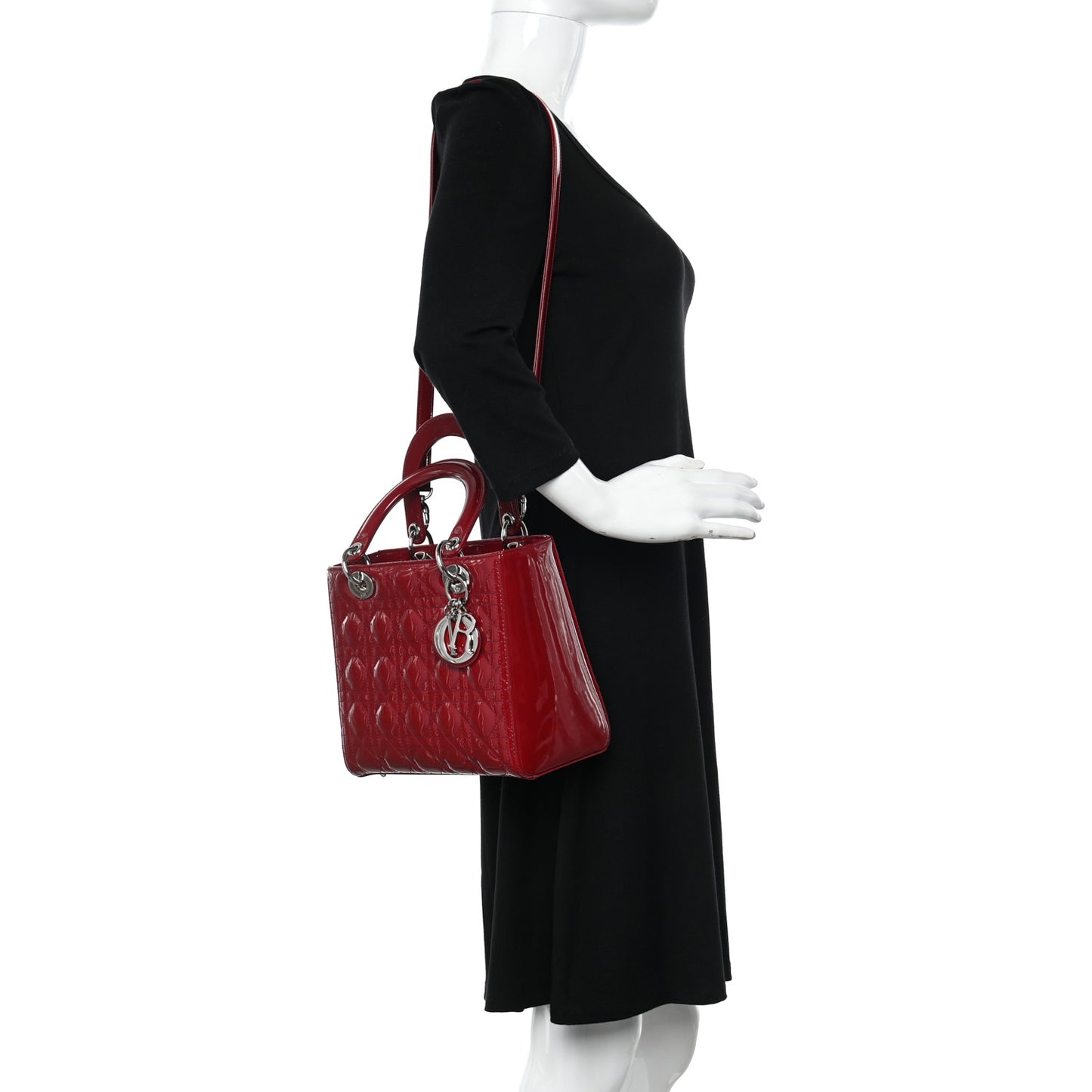 Patent Cannage Medium Lady Dior Burgundy Red