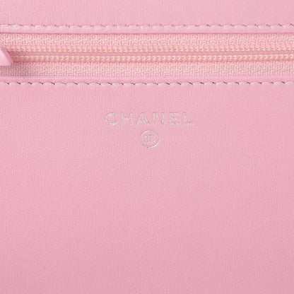 Chanel Calfskin Crystal Studded Boy Wallet On Chain WOC Pink 6 of 14