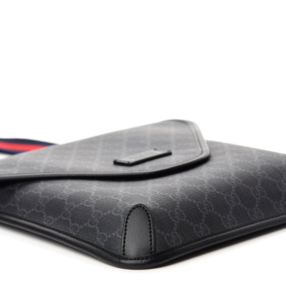 Gucci GG Supreme Monogram Web Medium Messenger Bag Black Grey 6 of 10