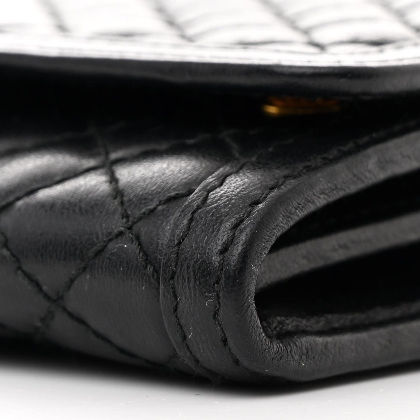 Soft Calfskin Quilted Chain Wallet Black