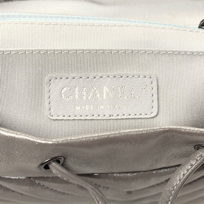 Chanel Iridescent Calfskin Chevron Quilted Small Urban Spirit Backpack Silver 6 of 9