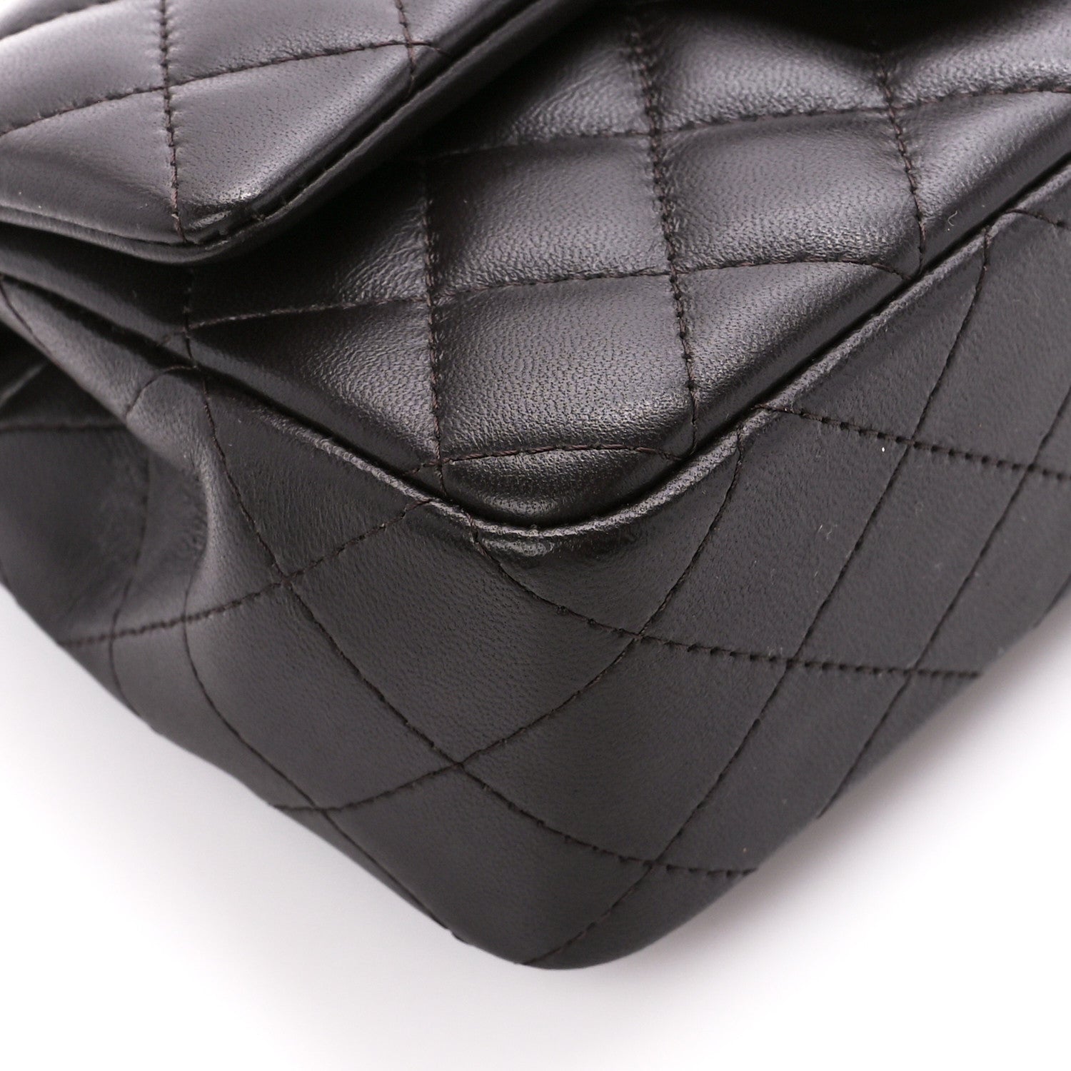 Chanel Lambskin Quilted Mini Rectangular Flap Dark Brown 10 of 11