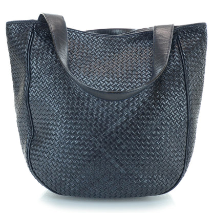 Bottega Veneta Vintage Nappa Intrecciato Tote Bag Navy Blue 3 of 10