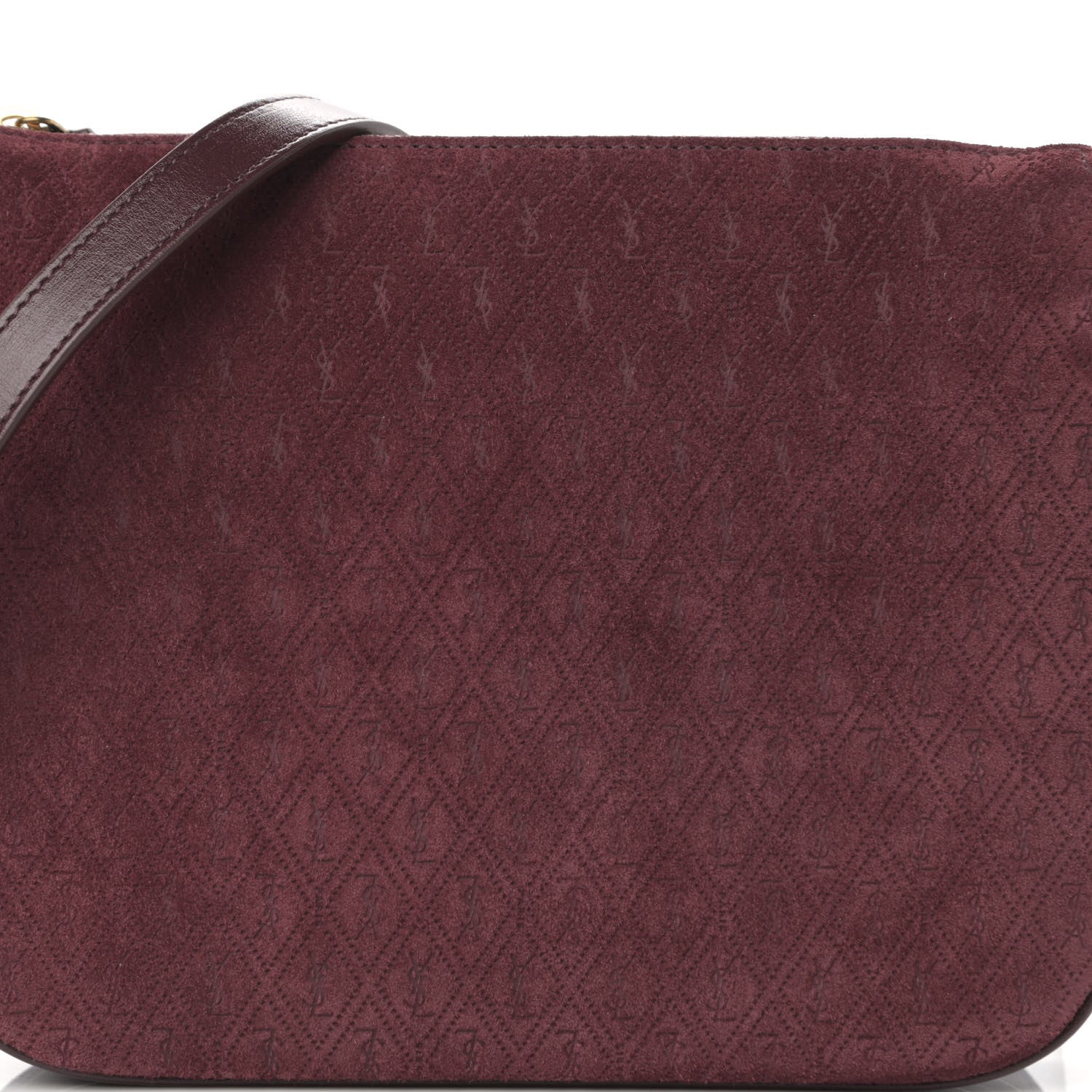 Saint Laurent Suede All-Over Monogram Crossbody Burgundy 8 of 10